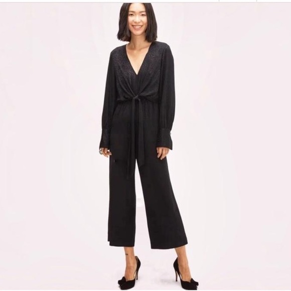 Kate Spade Women’s size 0 black tie front jumpsuit with pockets. - Picture 1 of 6